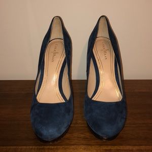 Coke Haan suede navy heels